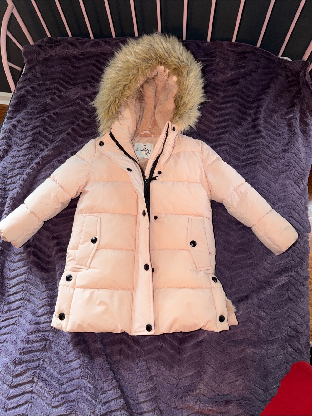 Sam Edelman Girls Light Pink Puffer Winter Coat